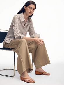 Mnmlis 高级棕色人字拖，女性魅力，5厘米坡跟凉鞋，户外休闲度假高跟凉鞋 - 皮革棕色 - 查看 6