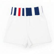 Pantalones cortos de COLOR VERDE, BLANCO y ROSA 3PK  deportivas cortas unisex con pretina elástica a rayas tricolor, pantalón corto de entrenamiento para gym, yoga, correr o uso diario, en colores rojo, verde, negro, blanco, rosa y azul marino, tela suave tipo compresión para deporte y casual - VERDE - Ver 3