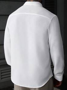 Manfinity Homme Áo sơ mi nam dài tay họa tiết jacquard, kiểu dáng thường ngày, màu trắng mùa thu, áo sơ mi trắng toàn bộ, áo sơ mi nam họa tiết, áo sơ mi công sở trắng cho nam, áo sơ mi dài tay trắng cho nam. - trắng - Xem 2