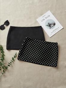 Attitoon 两件套极简性感复古黑白波点超短裙，夏季百搭，适合外出、街头风、机场造型、Y2K风格，时尚百搭 - 彩色 - 查看 10
