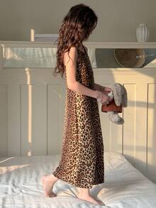 Dazy Kids 少女豹纹吊带睡衣夏季 - 棕色 - 查看 3