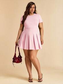 SHEIN BAE Quần áo cỡ lớn dành cho nữ, quần áo cho người có thân hình đầy đặn, quần áo đi nghỉ mát mùa hè, hẹn hò, đi chơi, lễ hội âm nhạc, lễ hội nhạc đồng quê, tiệc tùng, quần áo ngày lễ, quần áo đi xem hòa nhạc, quần áo dự tiệc hóa trang, quần áo lễ hội, quần áo phong cách , quần kaki, quần áo công sở, quần áo đi làm, trang phục động, váy ngắn tay. - Màu Hồng  San hô - Xem 3