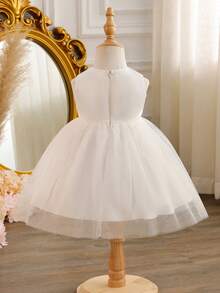 Glamorique Kids 少女花童伴娘礼服，适合婚礼、正式场合、舞台表演、钢琴演奏等。 - 白色 - 查看 2