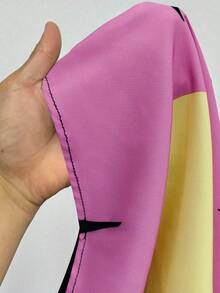 mujer de línea A con cuello redondo, manga acampanada y estampado de dibujos animados en negro, uso diario minimalista, nueva llegada, diseño de nicho de moda, talla hasta la rodilla - Multicolor 8 - Ver 7