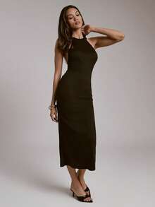 Hauture Waist-Cinching Backless Dress, Flattering, High-Quality, Sexy, Pleated Skirt Design For Women - Black - View 2