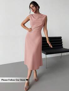 Firerie Women's Elegant Minimalist Delicate Romantic Sweet Daily Commute Wedding Party Music Festival Vacation Pleated A-Line Mini Dress, Red Camisole - Dusty Pink - View 3