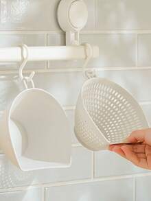 Zazumi 1set Multifunctional Hanging Double-Layer Drain Basket, Kitchen Fruit & Vegetable Washing Filter Basket, Practical Home Kitchen Essential - White - View 3