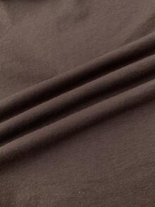 SHEIN 少女棕色针织长袖T恤，时尚百搭休闲基础款 - 棕色 - 查看 7