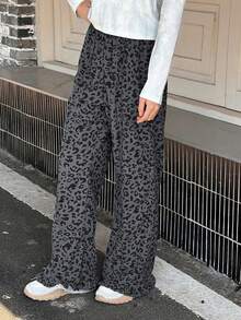 DAZY Teen Girl Casual Leopard Print Ruffle Hem Pants
