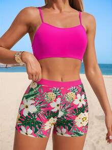 Swim Lushoire Conjunto de bikini de tirantes finos y ajuste ceñido para mujer, verano - Multicolor - Ver 4