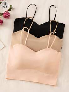 3件套女士文胸套装，无钢圈文胸，带可拆卸胸垫 - 彩色 - 查看 3