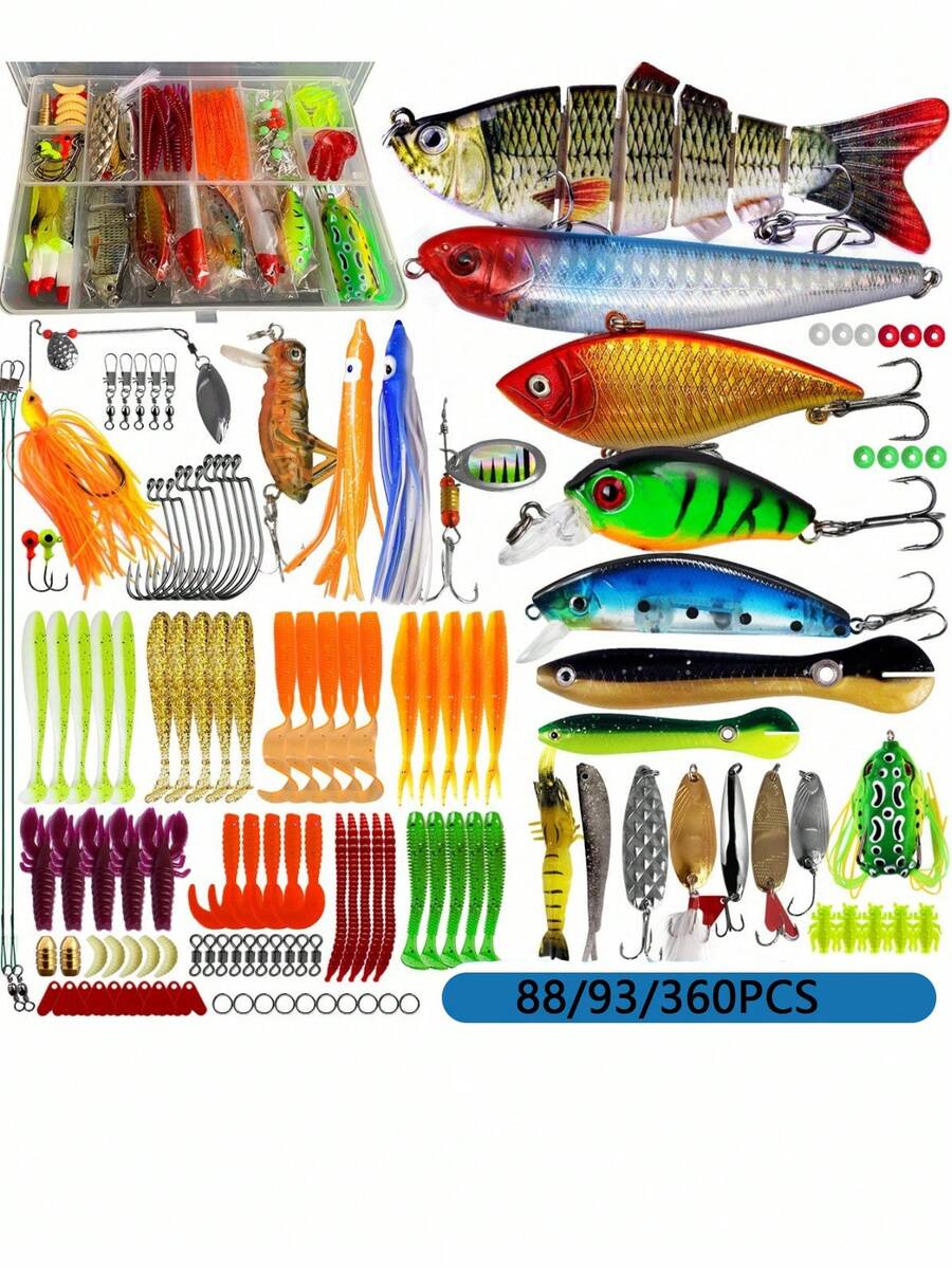 88/93/360件装 OPQ 拟饵钓鱼套装，适用于海水和淡水