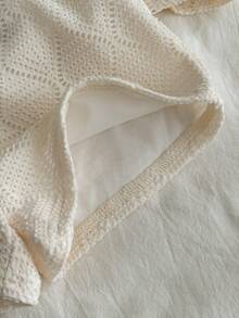 SHEIN 2pcs/Set Baby Boy Toddler Outfits, Solid Color Hollow Short Sleeve Shirt Knit Top And Shorts Set, Comfortable Casual, Spring/Summer Baby Boy Clothes - White - View 5