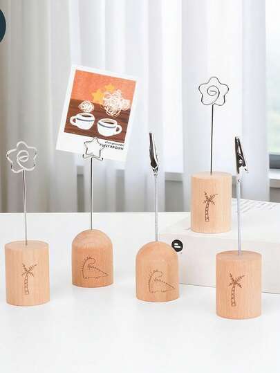 Madebyblanc 1 st anteckningshållare i trä, kreativa korthållare, söta och enkla fotohållare, anteckningshållare, skrivbordsdekorationer, lämpliga för sovrum, arbetsrum och kontor