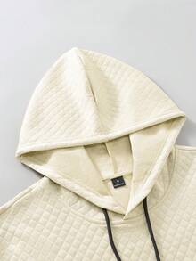 Manfinity Homme Bộ áo hoodie và quần ống rộng nam, vải jacquard họa tiết hình thoi màu trơn, thiết kế nhãn mác chi tiết, bộ đồ thể thao thường ngày, phong cách tối giản cho mặc nhà, đi làm, bộ đồ thể thao nam cỡ lớn mùa thu/đông, bộ đồ thể thao nam thường ngày, bộ áo hoodie và quần thể thao nam, bộ đồ thể thao 2 mảnh nam, bộ đồ 2 mảnh nam màu trắng - Màu be - Xem 4