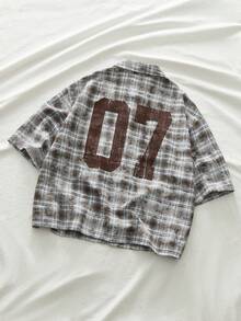 AXEPEAK Men's Fashionable Casual Plaid #07 Print Short Sleeve Shirt - Multicolor - View 5