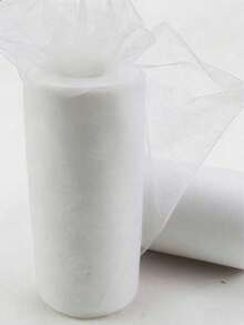 1 buc 15 cm * 2200 cm alb balet tutu tul rolă pentru nuntă DIY, petrecere și fustă de masă decorare, Ziua Îndrăgostiților petrecere decorare, ziua de naștere decorare - alb - Vizualizare 2