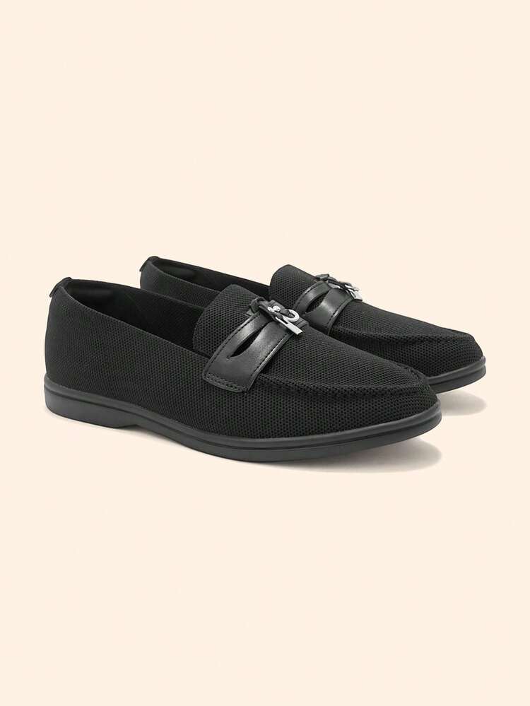 CUCCOO BASICS Women's Casual Commuting Versatile Loafers With Gold Lock Decor Valentine's Day