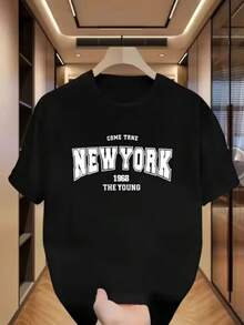 Versatile Baggy Short Sleeve T-Shirt With Fun Print, Ideal For Vacation, Work And Use - Black 7 - View 3