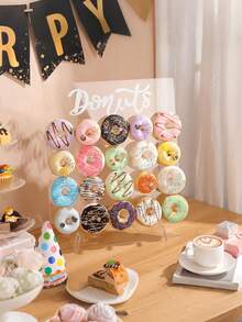 1pc Acrylic Donut Display Rack, Reusable Sweet Treat Holder Shelf Suitable For Dessert Table, Spring/Summer Weddings, Birthdays, Festivals - Multicolor - View 1