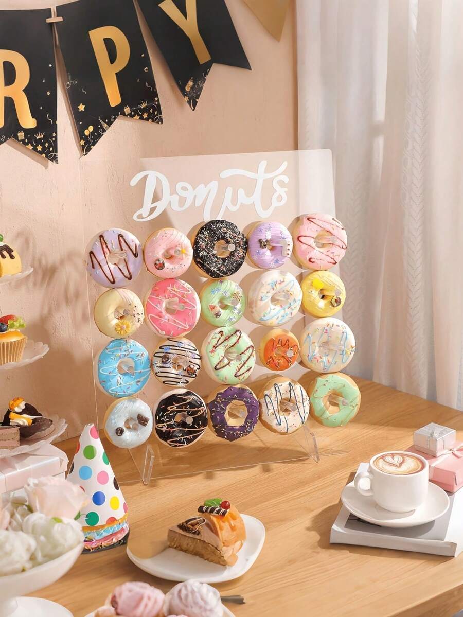 1pc Acrylic Donut Display Rack, Reusable Sweet Treat Holder Shelf Suitable For Dessert Table, Spring/Summer Weddings, Birthdays, Festivals - Multicolor - View 1
