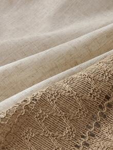 1pc Bohemian Style Tablecloth, Khaki Striped Patchwork, Rectangular With Tassels, Suitable For Kitchen, Dining Room, Living Room, Restaurants, Parties, Weddings, Farmhouse Decor, All Seasons - Khaki - View 8