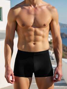 Manfinity Swimmode 夏季男士沙滩度假休闲印花泳裤 男士泳裤 黑色泳裤 男士泳裤 - 黑色 - 查看 3