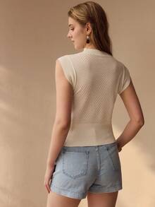 MOTF PREMIUM 女士镂空针织上衣 - 白色 - 查看 3