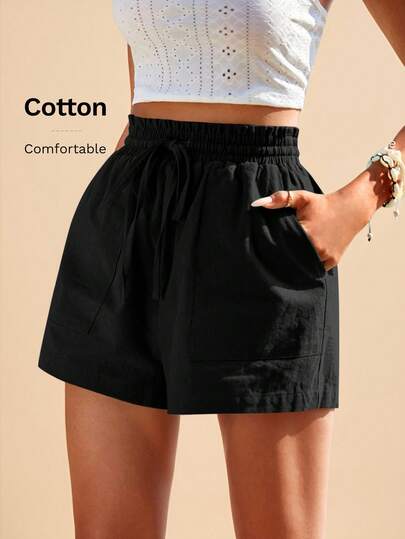 Travachic Women's Solid Color Drawstring Waist Spring Shorts,Vacation Casual Terno Outfit For Women,Summer Holiday Outfits,Spring Break Outfits,Party Outfit,Beach Outfit,Spring Clothing,Valentine Outfits For Women,Carnival Costume,Elegant,Floral,Carnival,Spring To Summer ,Party ,Summer Shorts,Wedding Guest Shorts For Women,Birthday Shorts,Party Shorts,Elegant Shorts For Women,Floral Shorts,Summer Shorts,Carnival Costume, Mexican Style Shorts Women Boho Shorts For Women,Tropical,Bohemian,Ibiza,Western,Graduation Tops, Graduation Outfit For Mother Cotton Shorts For Women Comfy Shorts For Women Women Summer Shorts Khaki Shorts For Women Women Shorts