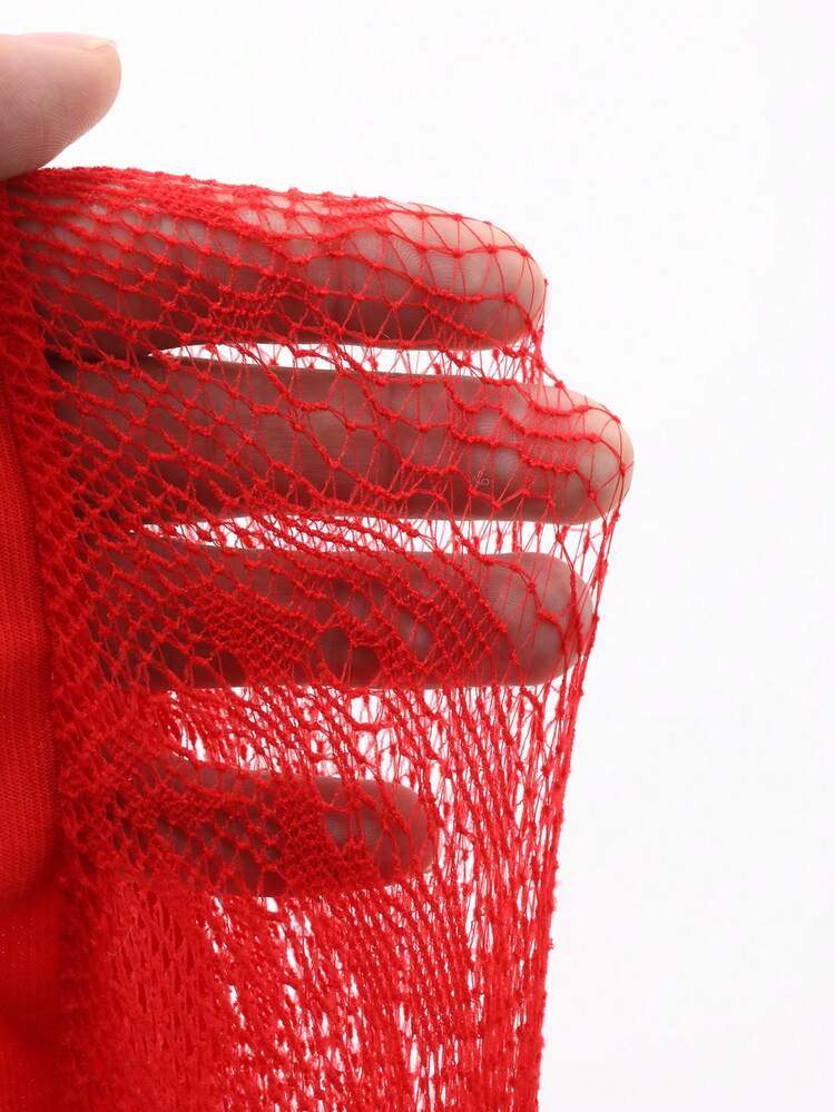 Women's Sexy Red Lace Sheer Leggings Y2k