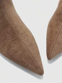 CUCCOO BIZCHIC Women's Pointed Toe Zipper Design Fashionable Daily Casual Wear High Heel Ankle Boots - Brown - View 8