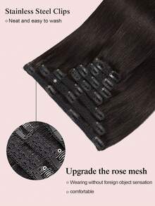 7PCS With 20 Clips Straight Clip In Hair Extensions 100% Real Human Hair Color NC# Natural Black 14-22 Inch 115G Double Weft Invisible Clip Hair Extensions Remy Natural Human Hair For Women Girls Daily Use