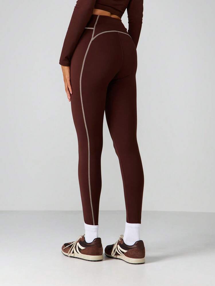 MISSGUIDED Hochtaillierte Leggings mit Kontrastnahtdetails und Seitenstreifen für Freizeitmode, bequem für den Alltag im Herbst und Winter