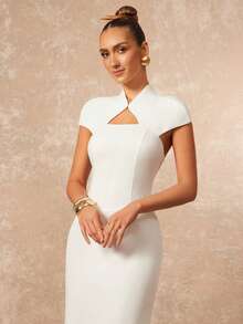 Lumalex Đầm xòe cổ cao tay ngắn hở lưng thắt eo thanh lịch cho nữ mùa xuân sớm. Đầm mùa xuân, trang phục đi nghỉ mát, sinh nhật, đám cưới, quà tặng ngày Valentine, trang phục lãng mạn ngày Valentine, tiệc tùng, kỳ nghỉ hè, trang phục đi biển, vẻ ngoài sang trọng, phong cách quý phái, sang trọng tĩnh lặng, dạ hội, tụ họp, tiệc tùng, trang phục kín đáo, phong cách cổ điển, lễ hội âm nhạc, đầm dự tiệc nhiều lớp, đầm mùa xuân thanh lịch cho nữ. - trắng - Xem 4