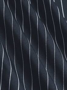 SHEIN PETITE PETITE-D Series Women's Commuter Minimalist Striped Straight Leg Pants - Dark Grey - View 4