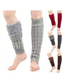 Thickened Warm Wool Socks, Women's Warm Leg Covers, Knitted Twisted Leg Covers, Plush Wool Twisted Socks, Knitted Wool Warm Leg Covers, Y2k - Multicolor - View 5