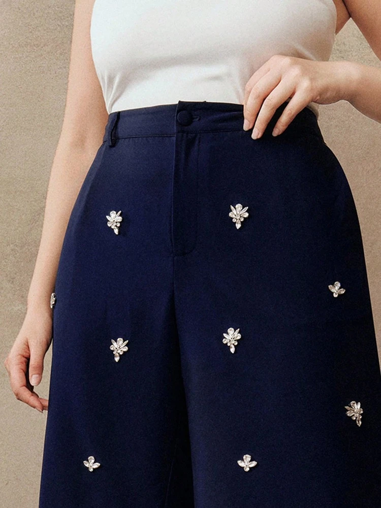 Pantalones formales elegantes de talla grande para mujer Anewsta, pantalones de lujo con aplicaciones elegantes y ajuste ceñido para fiesta, trabajo, graduación, boda, vestido rojo