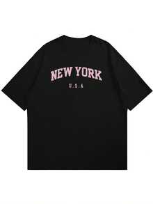 100% Pure Baggy Short Sleeve T-Shirt With Fun Print, Ideal For Vacation, Work And Use - Black 3 - View 3