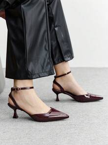 CUCCOO BIZCHIC Women's Basic Black High Heel Pumps, Office/Commute Valentine's Day - Burgundy - View 5