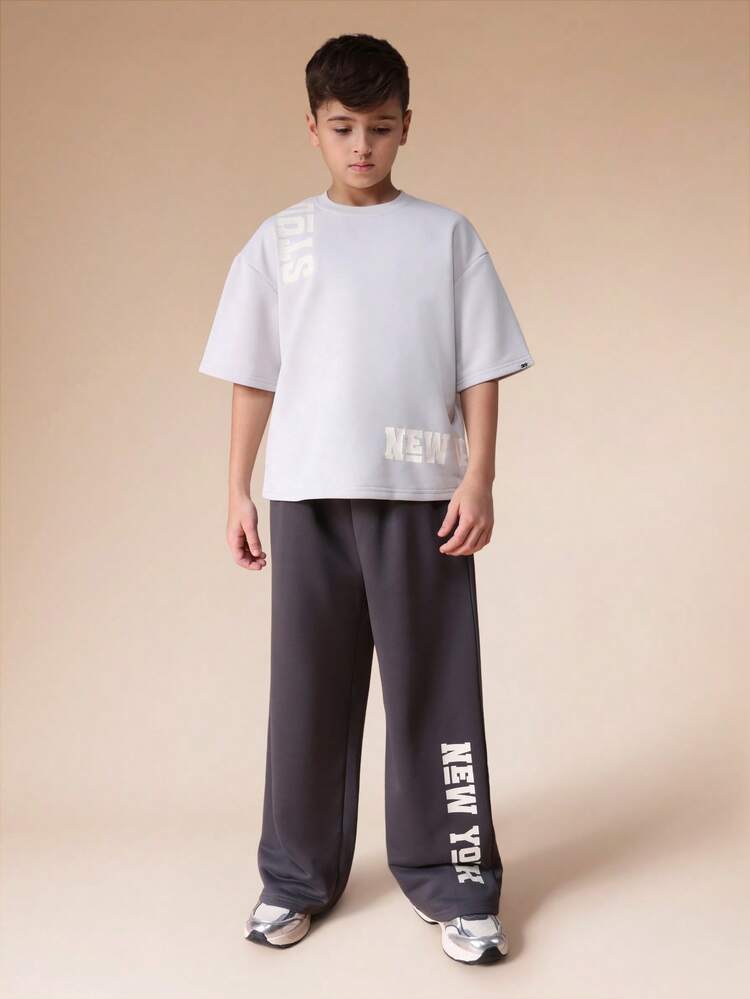 Oversized Letter Print T-Shirt And Joggers Set
