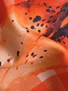 Swim Mod Conjunto de bikini con cuello de halter estampado y decoración metálica para mujer, primavera/verano