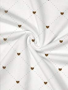 Resyla Women's Heart & Polka Dot Allover Diamond Pattern Round Neck Short Sleeve T-Shirt - White - View 3