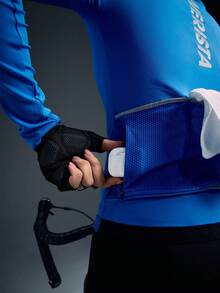 Powerista Women's Letter Print Zip-Up Front Patchwork Pocket Fitted Cycling Jersey