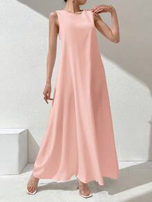 Al Najma Women's Casual Solid Color Versatile Sleeveless Dress, Summer - Multicolor - View 5