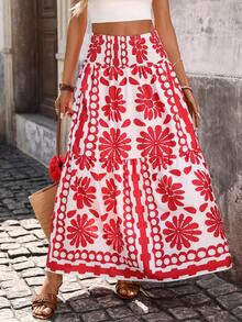 SHEIN Holidaya 女士碎花抽绳腰休闲度假裙 - 彩色 - 查看 6