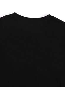 Versatile Casual Loose Fit Short Sleeve T-Shirt With Fun Print, For Vacation, Work And Everyday Wear - 灰色 - 查看 4