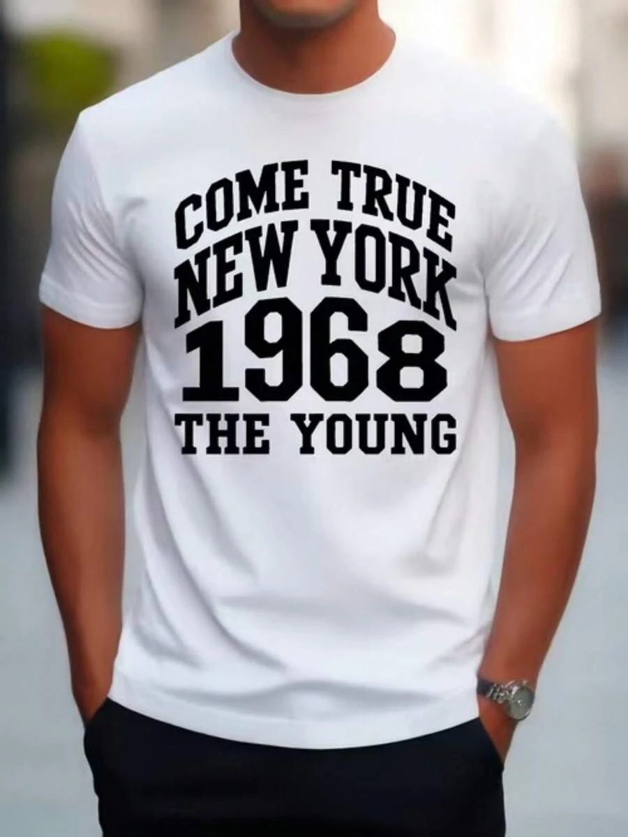 100% Pure Baggy Short Sleeve T-Shirt With Fun Print, Ideal For Vacation, Work And Use - 白色3 - 查看 1