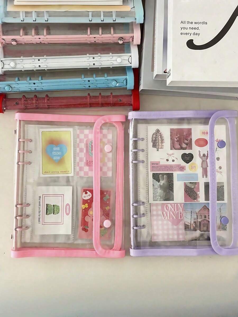A5 Binder Double-Buckle Cover, 10pcs Refill Sleeves Bags, DIY Loose Leaf Photo Collect Book, Kpop Organizer Holder - Multicolor - View 1