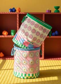 Joivida 1个可爱粉色带提手洗衣篮，方便收纳家用衣物和杂物，耐用多功能，可折叠手提式洗衣篮，适用于浴室和宿舍。