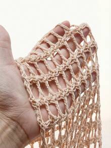 Amplova Set de 3 piezas: Vestido mini envolvente de crochet con escote halter y espalda descubierta - Albaricoque - Ver 11